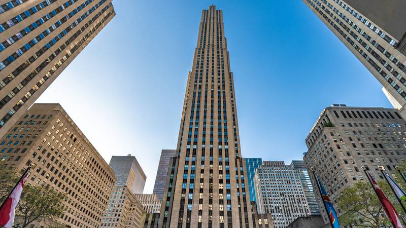 This is the Rockefeller Center, a famous landmark center in Midtown Manhattan on October 15, 2019 in New York